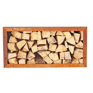 Infinita Kaminholz-Regal Edelrost. Maße 78x38cm Tiefe 35cm, Normal-Stahl DC01