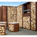 Infinita Kaminholz-Regal Edelrost. Maße 78x38cm Tiefe 35cm, Normal-Stahl DC01