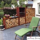 Infinita Kaminholz-Regal Edelrost. Maße 78x38cm Tiefe 35cm, Normal-Stahl DC01