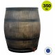YERD Regentonne Holzfass Design / Regenfass, 350 Liter im Country Stil, abnehmbarer Deckel, mit Auslaufhahn, aus frostsicherem Kunststoff