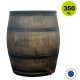 YERD Regentonne Holzfass / Regenfass, 350 Liter im Country Stil, abnehmbarer Deckel, mit Auslaufhahn, aus frostsicherem Kunststoff 