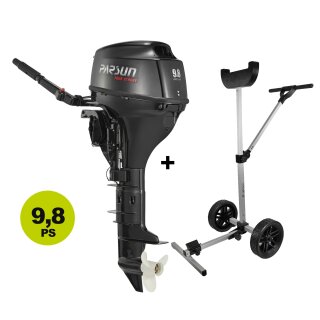 Außenbordmotor Setangebot: Parsun F- 9,8 BMS (9,8PS, 209 ccm 4-Takter), Benzin-Motor mit Trolley (Versand kostenlos *)