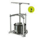 (AUSVERKAUFT) Obstpresse / Beerenpresse (Traubenpresse)  FP3A:  3 Liter Fischer Aluminium-Edelstahlpresse /  Weinpresse für Küche und  ambitionierten Hausgebrauch, Presskorb aus Edelstahl, Rahmen aus Aluminium