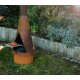 Terrassenfeuer / Grill-Kamin:  YERD Gartenkamin  in Rostoptik, Denver BBQ  125cm, aus echtem 1,6mm Cortenstahl (Edelrost) und Edelstahl,  Terrassenofen mit Grill und Schürhaken