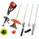YERD 4-in-1 Multi Motortrimmer: 4-Takt (!)  Benzin- Motorsense, Heckenschere, Ast-Kettensäge und Freischneider / Rasentrimmer in einem / 1,5 PS / universelle 25,4 mm Aufnahme