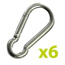 6x Edelstahl Karabiner-Haken 8 x 80 mm,  YERD basics