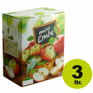 (ab 1,07 EUR - STAFFELPREISE BEACHTEN!) Bag in Box  Karton: Motiv "Meine Ernte", für Apfelsaft, 3 Liter