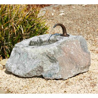 Gartendeko: Komplettset - Granitstein Trog mit Bronze Wasserauslauf 3/4" (88628) und Pumpe, original Rottenecker Objekt