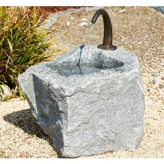 Komplett-Brunnen-Set mit Granit Trog groß mit Bronze Wasserauslauf (88876G)