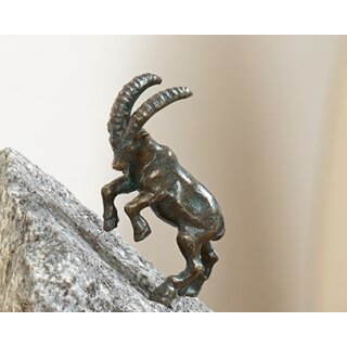 Details:   Steinbock mini 8 cm hoch (ohne Stein) / Bronze, Figur, Garten 