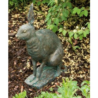 Details:   Feldhase 52 cm hoch, original Rottenecker Objekt / Bronze, Figur, Garten 