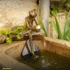 Gartendeko: Bronzefigur Froschkönig Borris, Wasserspeier / Brunnen,  35 cm hoch