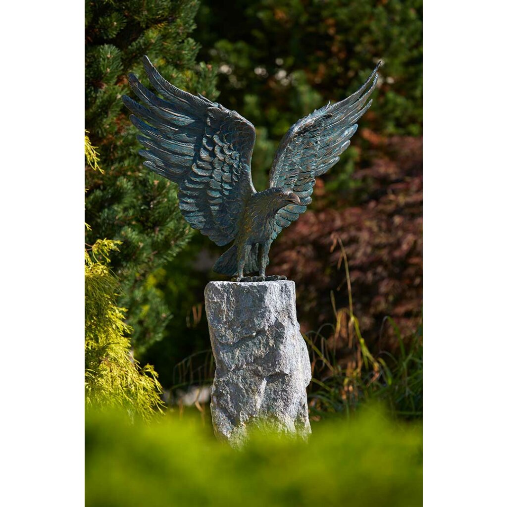 Gartendeko Figur: Bronzefigur Garten,  Weißkopf-Seeadler, 78 cm hoch, grün patiniert 	 
		 (Bronze, Figur, Garten)  
	