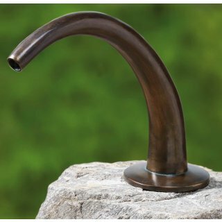 Bronze Brunnenauslauf gebogen klein grün patiniert mit Innengewinde 3/4" Zoll