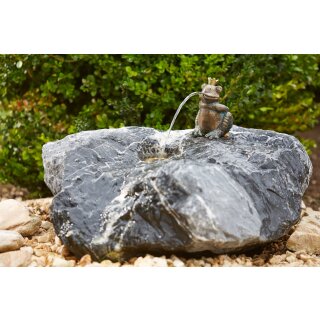 Gartendeko Figur: Bronzefigur Garten, Froschkönig Albert, Wasserspeier / Brunnen