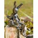 Hasenpaar sitzend, Wasserspeier / Brunnen aus Bronze, original Rottenecker Objekt