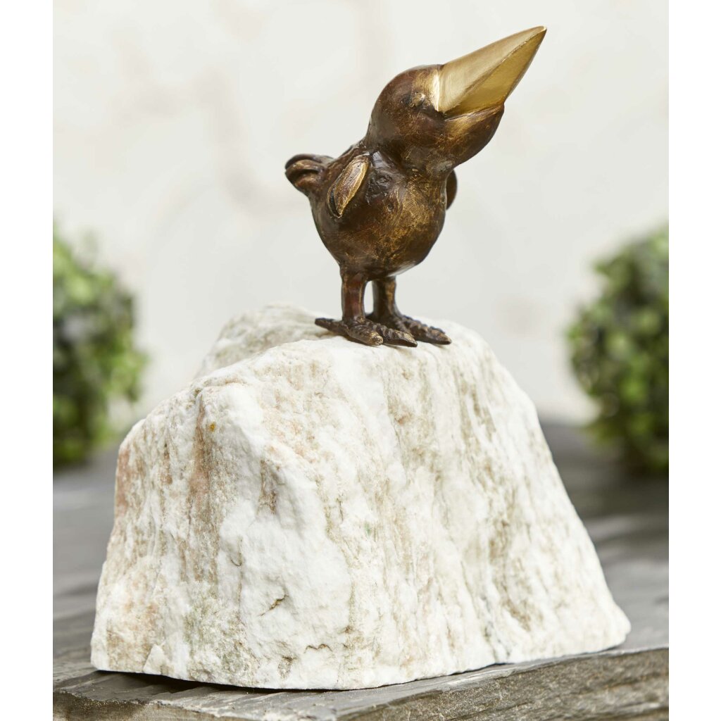 Rabe lustig 12,5 cm hoch auf Rosario 	 
		 (Bronze, Figur, Garten)  
	