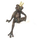 Gartendeko: Rottenecker Bronzefigur Froschkönig  klein sitzend, Wasserspeier / Springbrunnen, Höhe etwa 17cm