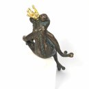 Gartendeko: Rottenecker Bronzefigur Froschkönig  klein sitzend, Wasserspeier / Springbrunnen, Höhe etwa 17cm