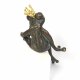 Gartendeko: Bronzefigur Froschkönig, klein sitzend auf Granit, Wasserspeier / Brunnen