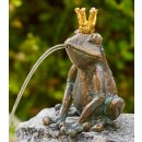 Gartendeko: Bronzefikgur Froschkönig, klein sitzend, Wasserspeier / Brunnen, ohne Stein (Stein optional lieferbar)