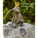 Gartendeko: Bronzefigur Froschkönig, hockend auf Granit,...