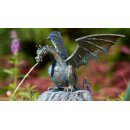 Gartendeko: Bronzefigur Drachenvogel Terrador klein, Wasserspeier/Brunnen, 20 cm hoch