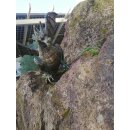 Gartendeko: Bronzefigur Drachenvogel Terrador klein, Wasserspeier/Brunnen, 20 cm hoch