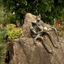 Gartendeko Figur: Bronzefigur Garten, Froschkönig-Paar, Wasserspeier / Brunnen