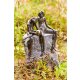 Gartendeko Figur: Bronzefigur Garten, Froschkönigpaar auf Granit